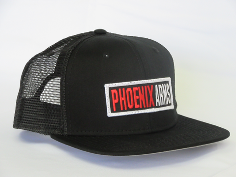 Phoenix Premium Trucker Hat - Black - Square Flat Visor - One Size